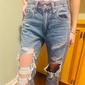 Aeropostale High rise baggy Distressed Blue Jeans size 000 R